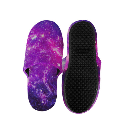 Purple Bursting Galaxy Space Print Slippers