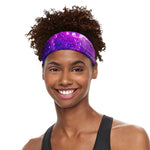 Purple Bursting Galaxy Space Print Sports Headband
