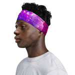 Purple Bursting Galaxy Space Print Sports Headband