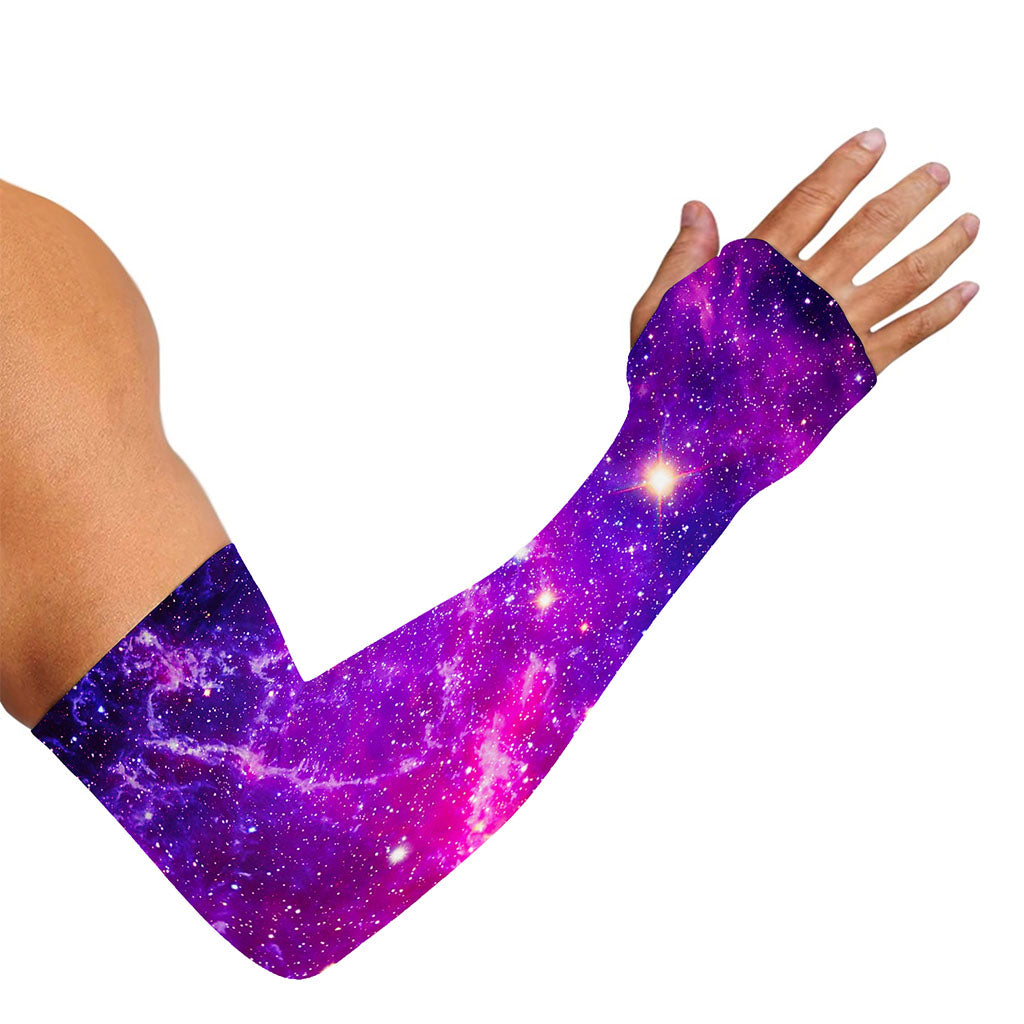 Purple Bursting Galaxy Space Print Sun Protection Arm Sleeves