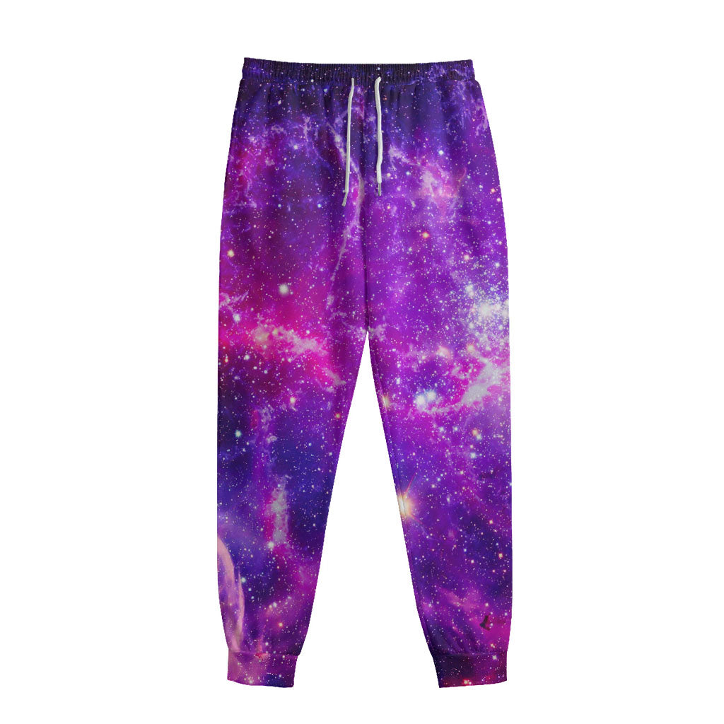 Purple Bursting Galaxy Space Print Sweatpants