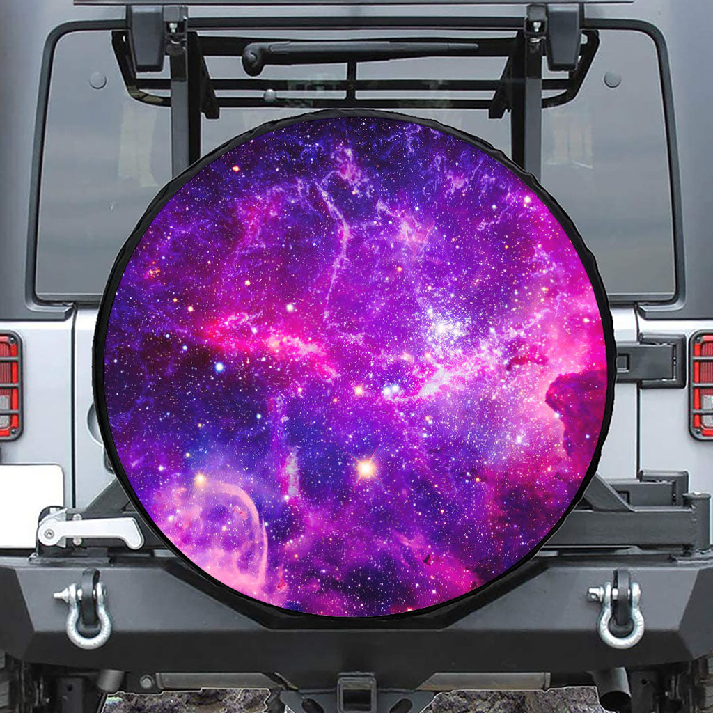 Purple Bursting Galaxy Space Print Tire Cover