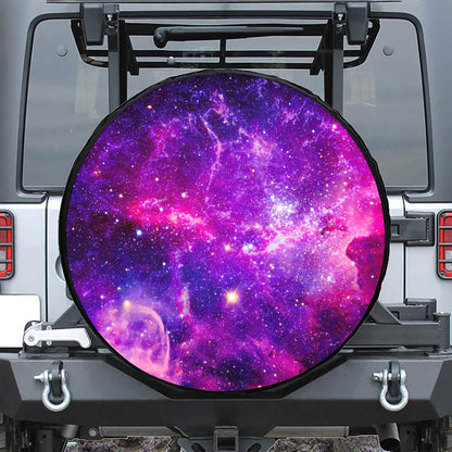 Purple Bursting Galaxy Space Print Tire Cover