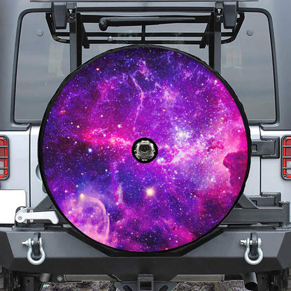 Purple Bursting Galaxy Space Print Tire Cover With Camera Hole