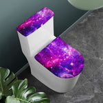 Purple Bursting Galaxy Space Print Toilet Lid And Tank Cover Set