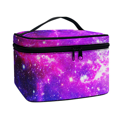 Purple Bursting Galaxy Space Print Travel Makeup Bag