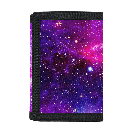 Purple Bursting Galaxy Space Print Trifold Wallet
