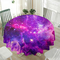 Purple Bursting Galaxy Space Print Waterproof Round Tablecloth