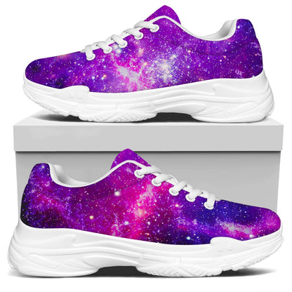 Purple Bursting Galaxy Space Print White Chunky Shoes