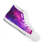 Purple Bursting Galaxy Space Print White High Top Sneakers