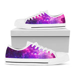 Purple Bursting Galaxy Space Print White Low Top Sneakers