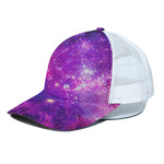 Purple Bursting Galaxy Space Print White Mesh Trucker Cap