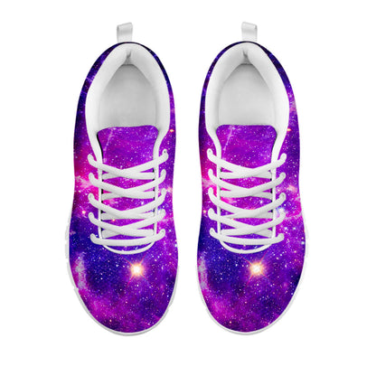 Purple Bursting Galaxy Space Print White Running Shoes