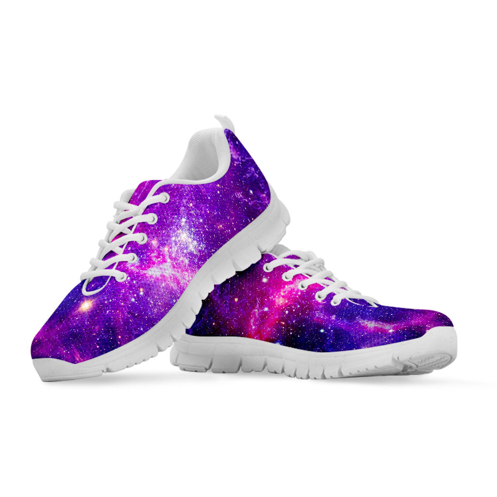 Purple Bursting Galaxy Space Print White Running Shoes