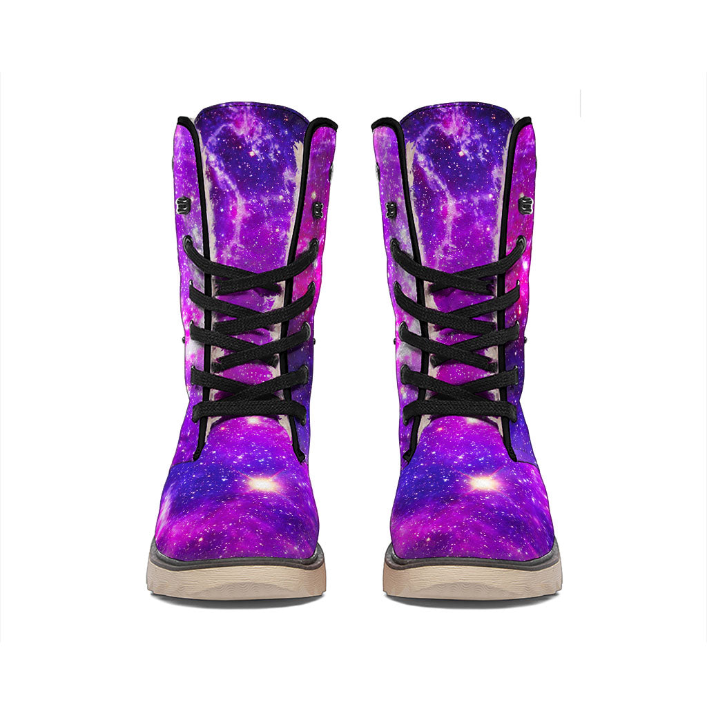 Purple Bursting Galaxy Space Print Winter Boots