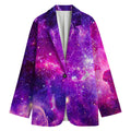 Purple Bursting Galaxy Space Print Women's Cotton Blazer