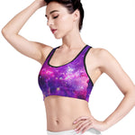 Purple Bursting Galaxy Space Print Women's Sports Bra