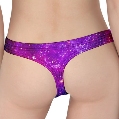 Purple Bursting Galaxy Space Print Women's Thong