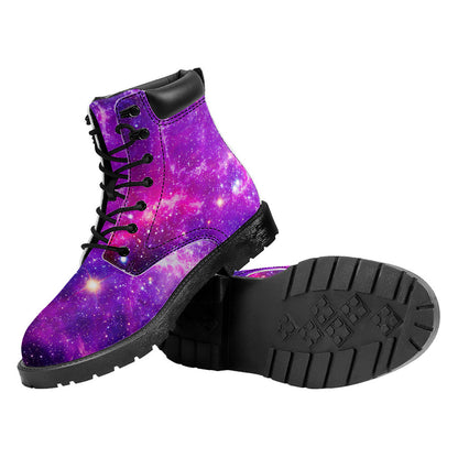 Purple Bursting Galaxy Space Print Work Boots