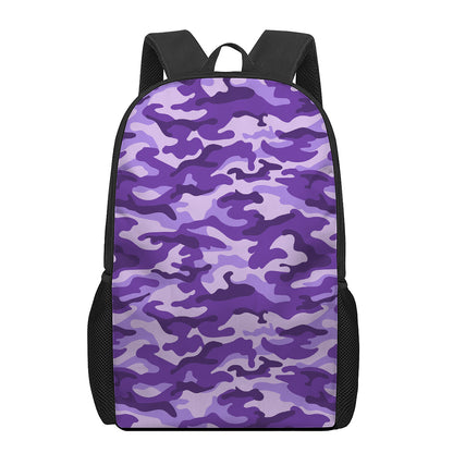 Purple Camouflage Print 17 Inch Backpack