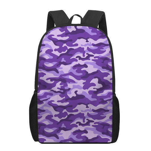 Purple Camouflage Print 17 Inch Backpack