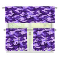 Purple Camouflage Print 3 Piece Kitchen Curtains