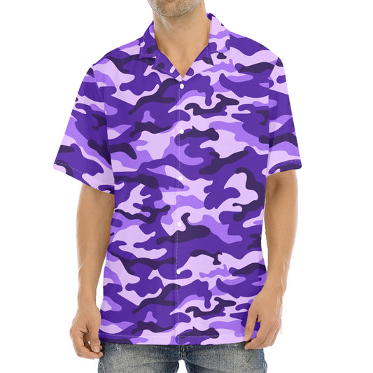 Purple Camouflage Print Aloha Shirt