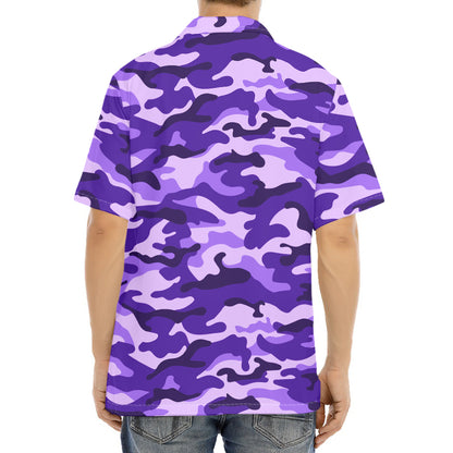 Purple Camouflage Print Aloha Shirt