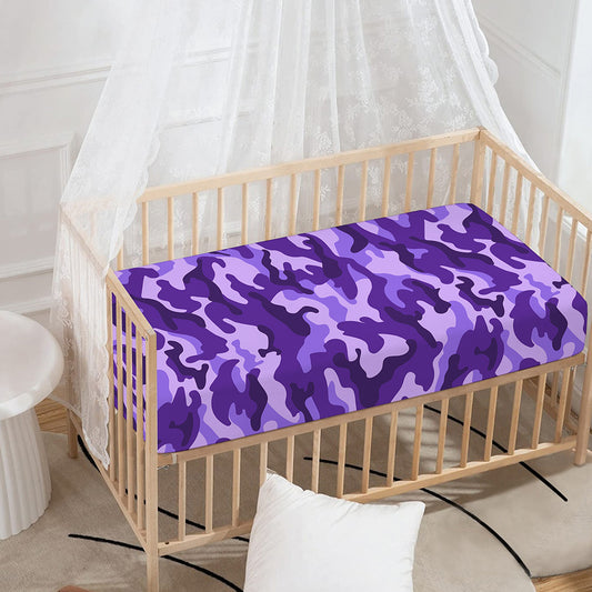 Purple Camouflage Print Baby Crib Sheet