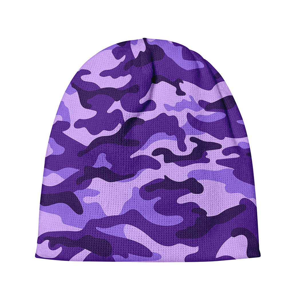 Purple Camouflage Print Beanie