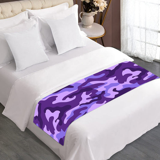 Purple Camouflage Print Bed Runner