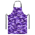 Purple Camouflage Print Bib Apron With Pocket