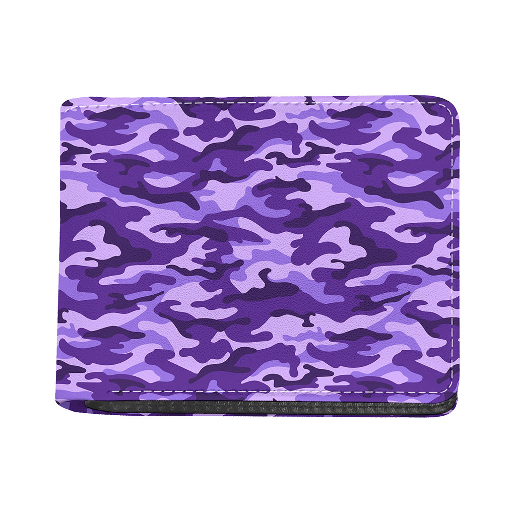 Purple Camouflage Print Bifold Wallet