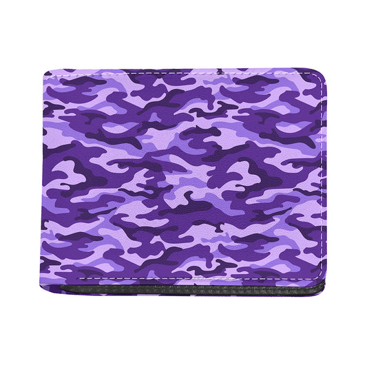 Purple Camouflage Print Bifold Wallet