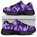 Purple Camouflage Print Black Chunky Shoes