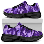 Purple Camouflage Print Black Chunky Shoes