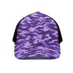 Purple Camouflage Print Black Mesh Trucker Cap