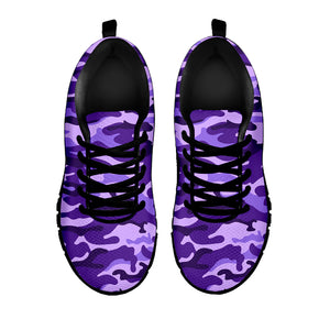 Purple Camouflage Print Black Running Shoes