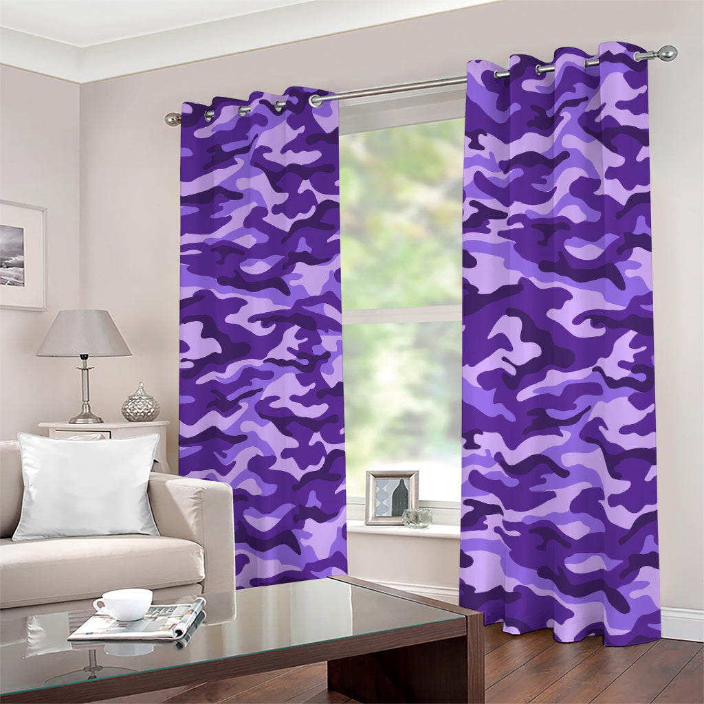 Purple Camouflage Print Blackout Grommet Curtains