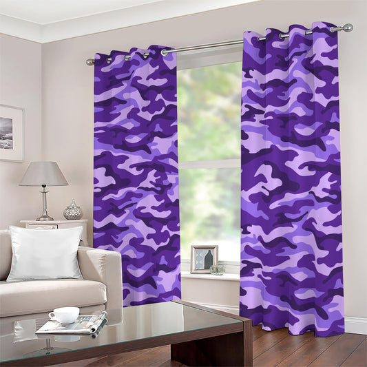 Purple Camouflage Print Blackout Grommet Curtains