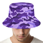 Purple Camouflage Print Bucket Hat