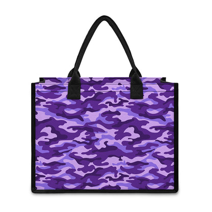 Purple Camouflage Print Canvas Tote Bag