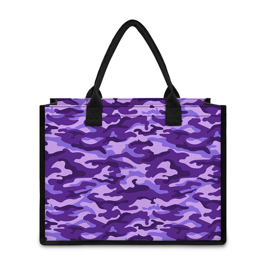 Purple Camouflage Print Canvas Tote Bag