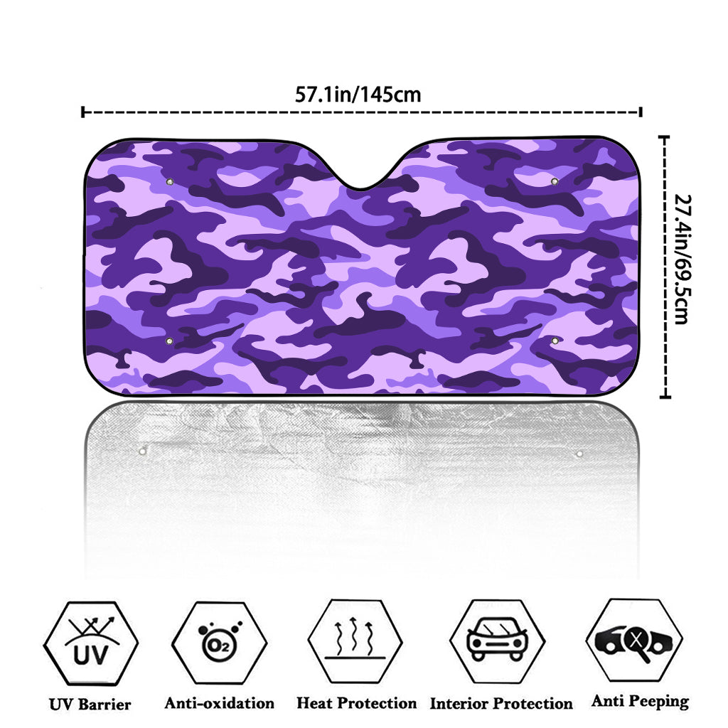Purple Camouflage Print Car Windshield Sun Shade