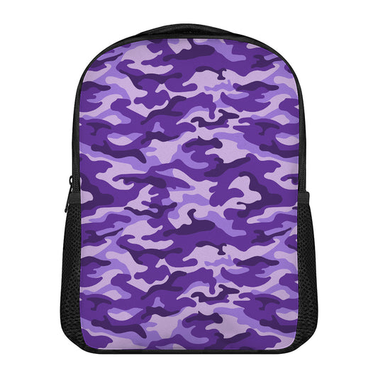 Purple Camouflage Print Casual Backpack