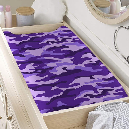 Purple Camouflage Print Changing Pad Cover