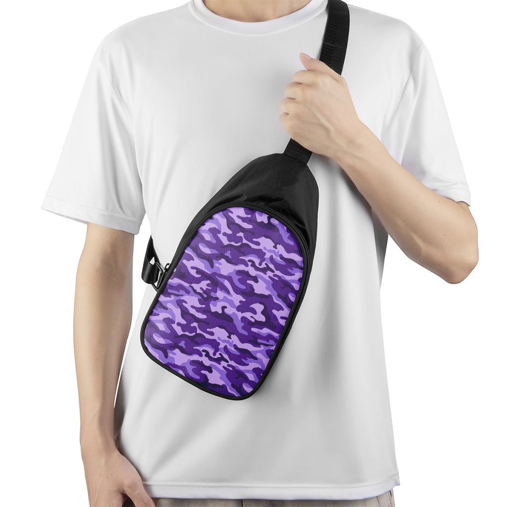 Purple Camouflage Print Chest Bag
