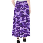 Purple Camouflage Print Chiffon Maxi Skirt