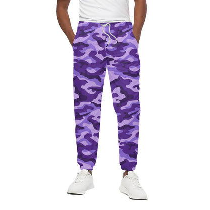 Purple Camouflage Print Cotton Pants