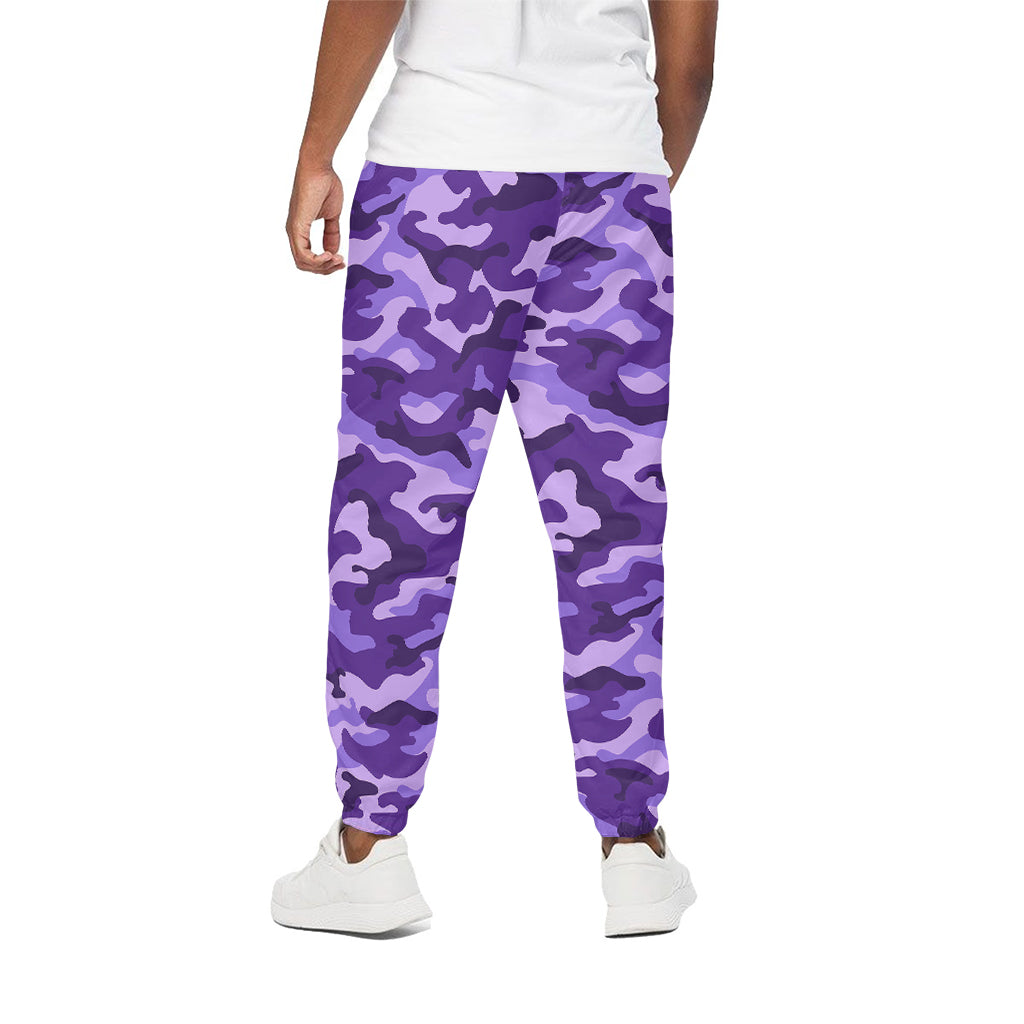 Purple Camouflage Print Cotton Pants